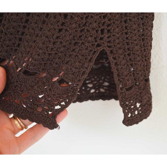 Brown Crochet Ruffle Trim Tank Size Small - Picture 5 of 6